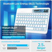 Emetok Bluetooth Billentyűzet iPad/iPhone/Android Készülékekhez - 7 Színű Háttérvilágítás, Újratölthető, Ultravékony, Vezeték Nélküli, Fehér 5