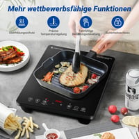 AMZCHEF Egyzónás Indukciós Főzőlap 3500W - Dupla Körös, 9 Fokozatú, Fekete Üvegkerámia, Időzítővel és Túlmelegedés Elleni Védelemmel 5