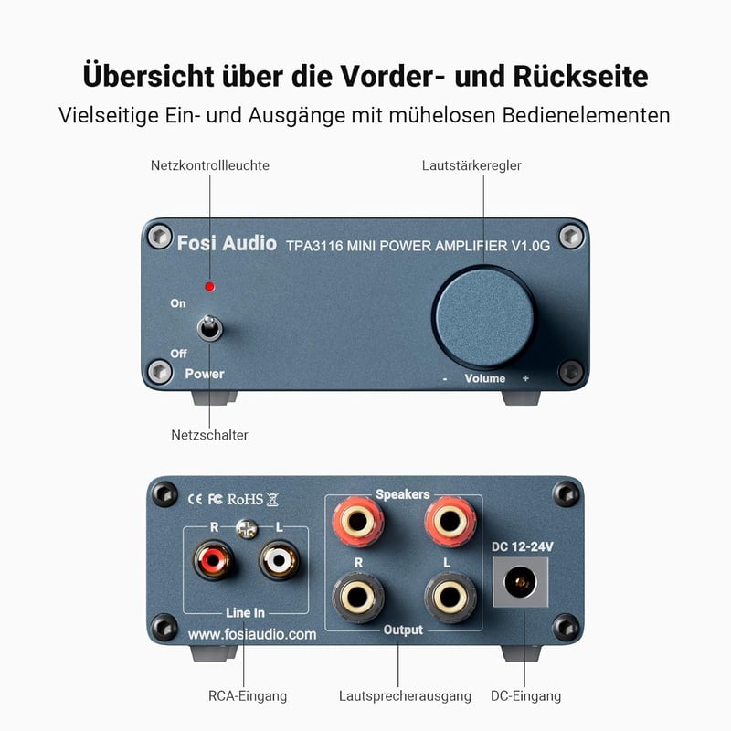 Fosi Audio V1.0G 50W Mini Hi-Fi Sztereó Erősítő Otthoni Hangszórókhoz