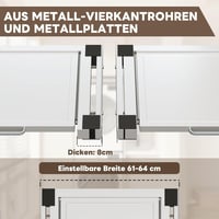 lesolar 24 Colos Univerzális Összekötő Keret Mosógép és Szárító Közé - 61x55 cm Kihúzható Acéllemez Polccal, Rögzítőpánttal 3