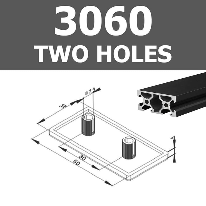 HJYZY 30x60mm-es ABS Műanyag Végzáró Sapka Alumínium Profilhoz, 35 db-os Csomag