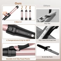 UKLISS 3-in-1 Hajgöndörítő Vas 26/30/36 mm - Forgatható Gyűrűs Méretváltás Rövid és Hosszú Hajhoz - Kerámia Bevonat, Gyors Felfűtés 6
