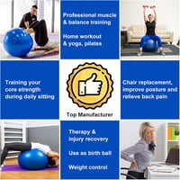 Flintronic 65cm-es kék fitneszlabda - Pilates, terhestorna, ülőlabda, egyensúlyozás (pumpával, használati útmutatóval) 6