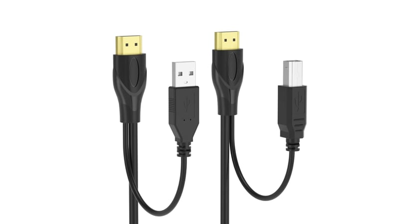 Yinker 3m HDMI KVM Kábel - USB A-B Csatlakozókkal, 4K@60Hz Felbontás, Aranyozott Csatlakozók, PC Kompatibilis, Fekete