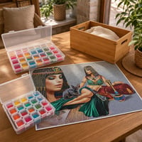 Sada na diamantové maľovanie: 1x obraz 50x40 cm + 2x organizér 28 priehradiek + 1x bambusový box 1