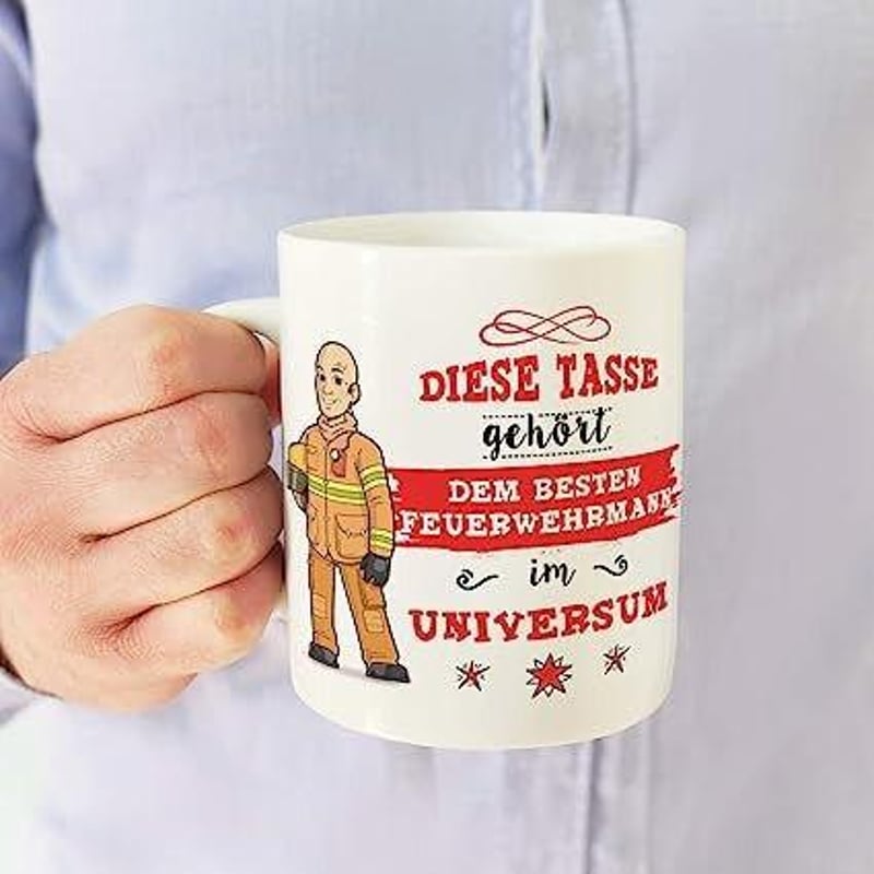 Tűzoltóknak szánt Mugffin bögre német felirattal