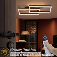 SEATAIN Fa Mennyezeti Lámpa - Fekete Téglalap 48W LED, Távirányítós, Fényerőszabályozható, 3000K-6000K, 4800lm, Éjszakai Fény Funkcióval 4