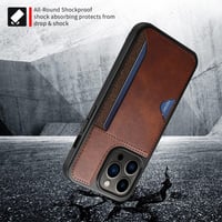 iPhone 14 Pro Max Bőrhatású Pénztárcatáska Kártyatartóval, Sötétbarna 4