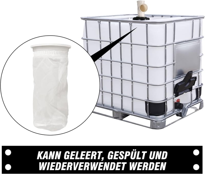 IBC MaxEarn 3-utas esővízszűrő, függőleges, nylon szűrőzsákkal, 165mm-es DN, tartálytetőre