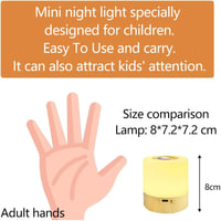 TIYUPA Mini LED Éjjeli Lámpa - Érintésvezérelt, Tölthető, Hordozható Hangulatvilágítás, 5 Fényerőszint, RGB Színváltás, Időzítő, Gyerekszobá 2