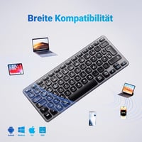 iClever Bluetooth Billentyűzet, Vezeték Nélküli Német QWERTZ Kiosztás, Újratölthető, 3 Eszköz Közötti Váltás, MacBook Pro/Air, iMac Kompatib 3