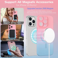 iPhone 15 Pro Max MagSafe Mágneses Tok - Rózsaszín-Kék Színátmenetes Védőtok Nőknek 5