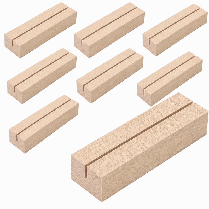 Suport pentru carduri din lemn WISYOK, 9 bucăți, pentru nunți și evenimente, 10x3x2 cm, suport natural din lemn pentru carduri de așezare
