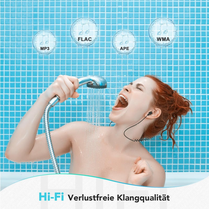 AGPTEK Bluetooth Mini Clip MP3 Lejátszó - Hordozható Zenelejátszó FM Rádióval, 64GB Micro SD Kártyával, Sportoláshoz Ideális - black