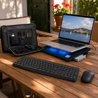 Pachet Laptop: husă 14" + set tastatură și mouse wireless + cooler 4 ventilatoare + hub USB 1