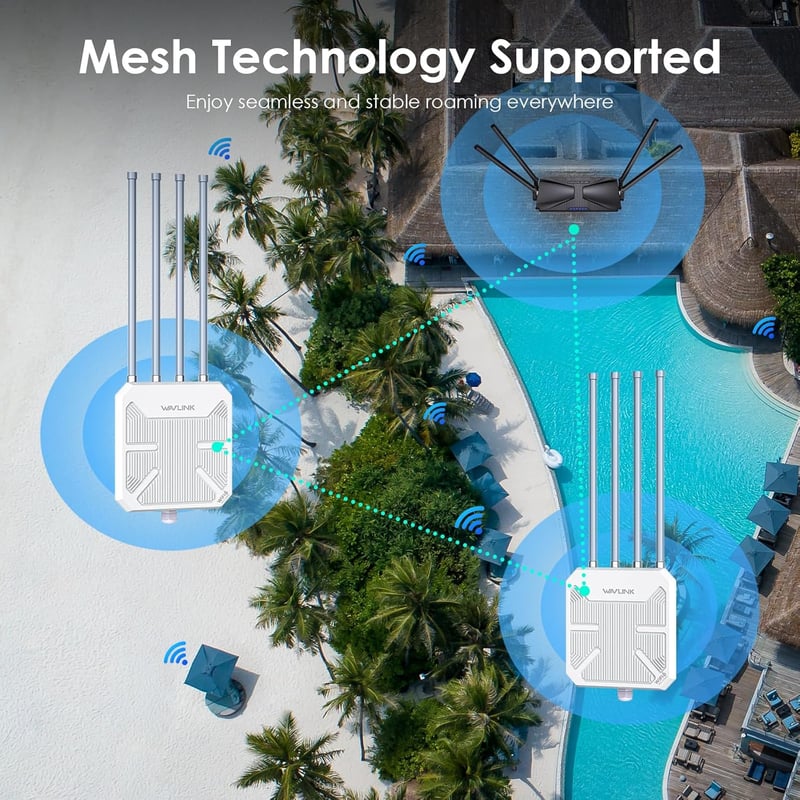TamperSeals WN573HX3 AX3000 Kültéri WiFi 6 Mesh Repeater - Dual Band 3000Mbit/s PoE Access Point, IP67 Vízálló, 4×8dBi Antenna, 1km Hatótáv