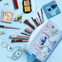 Ubephant Lilo și Stitch – Trusă de cosmetice față-verso albastră, cu model desen animat, geantă mare de machiaj, din material textil tip canvas. 7