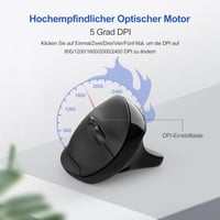 TECKNET Ergonomikus Vezeték Nélküli Egér 2400DPI Vertikális Kialakítással, Újratölthető, 6 Gombos, Fekete - Laptop, PC, MacBook Kompatibilis 4