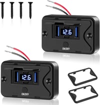 Daakro 12 V vízálló 4 portos USB aljzat QC3.0 + PD3.0, falra szerelhető, csónakhoz - 2 db 1