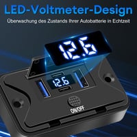 Daakro 12 V vízálló 4 portos USB aljzat QC3.0 + PD3.0, falra szerelhető, csónakhoz - 2 db 2