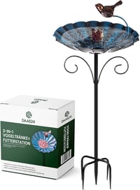 DAAS24 2 az 1-ben madárfürdő és etetőállomás, 26 cm tál, 83 cm állvánnyal, téli használatra 1
