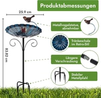DAAS24 2 az 1-ben madárfürdő és etetőállomás, 26 cm tál, 83 cm állvánnyal, téli használatra 3