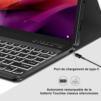FARYODI billentyűzet Lenovo Tab P12 12.7 hüvelykes (2023) táblagéphez – 7 színű háttérvilágítással, levehető vezeték nélküli Bluetooth billentyűzet francia AZERTY kiosztással, fekete – kompatibilis a Lenovo Tab P12 12.7" 3K (TB371FC) 6