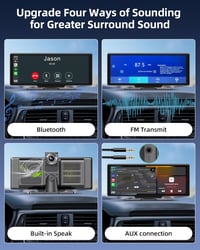 Jansite 10,26" Vezeték Nélküli CarPlay Android Autós Kijelző 2.5K Fedélzeti Kamerával, Tolatókamerával, Bluetooth, Mirror Link, 64GB TF Kárt 7
