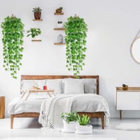 Sada 2 umelých závesných rastlín DabbOo, umelý brečtan, závesné rastliny, umelé kvety, dekorácia na balkón, záhradu, svadbu, zelená dekorácia do závesného košíka 4