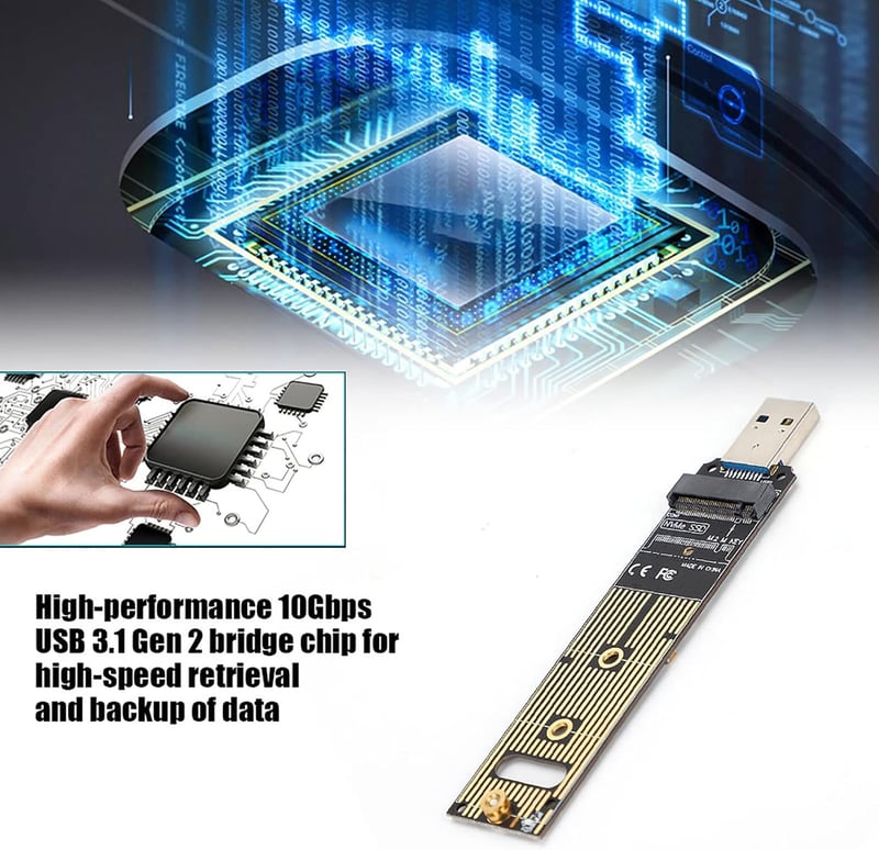 M.2 NVME SSD USB 3.1 Adapter - Gyors SSD Átalakító Kártya PCIe Kompatibilis