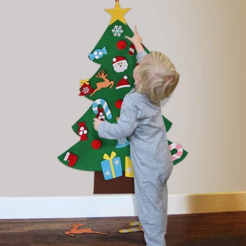 Joyyear Filc Karácsonyfa Gyerekeknek - Levehető Díszekkel, Újracsomagolt