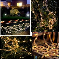 MEDOYOH 5m Napelemes Kender Kötél Fényfüzér 100 LED - 8 Világítási Mód, Fényerőszabályzás, Időzítő, IP67 Vízálló Kerti Dekoráció 3