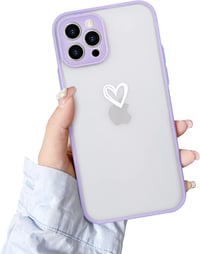 iPhone 12 Pro Max Lila Szilikon Tok Fehér Szívecskékkel, Ütésálló 1