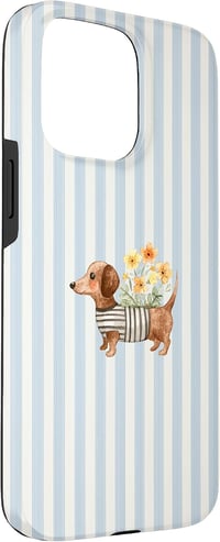 Dachshund Floral Wiener Stripes Cute Dog Pet Lover iPhone 15 Pro Max telefontok cuki tacskó virágos kék csíkos kutyás mintával 3