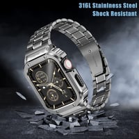 MioHHR Ütésálló fém szíj és tok Apple Watch 45mm-hez - Űrszürke, Series 8/7 férfi 5