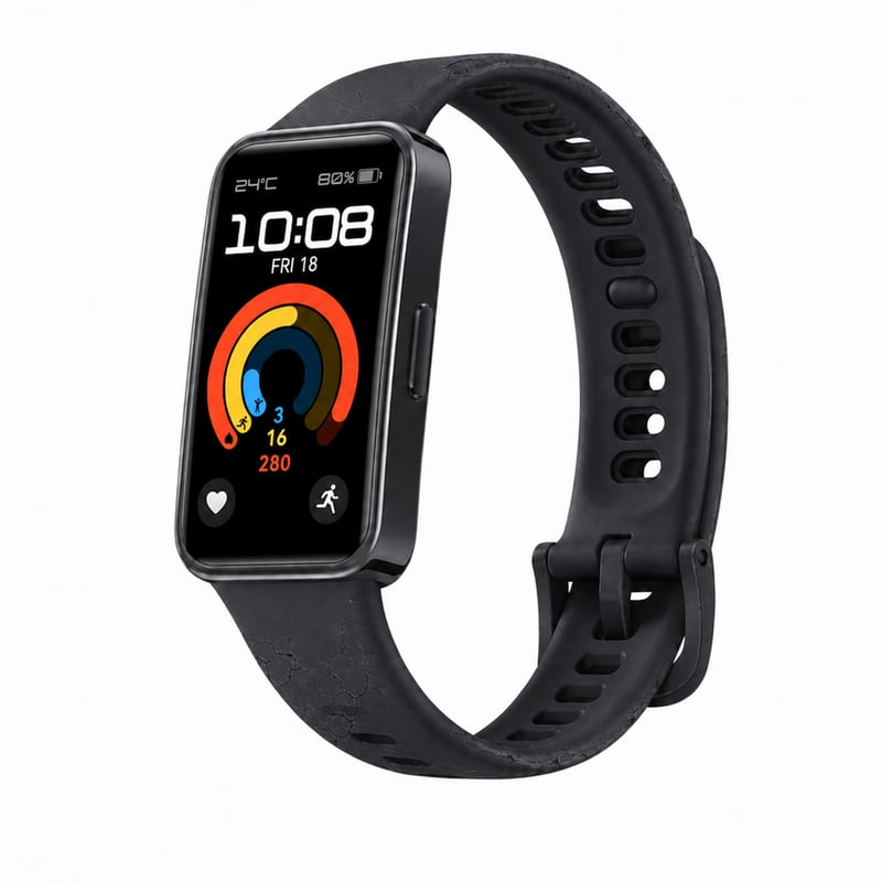 Pametni sat HUAWEI Band 9 s crnim remenom, Bluetooth, kompatibilan s iOS i Android sustavom, trajanje baterije 14 dana — Nedostaje kabel za punjenje (stanje: vidi 2. sliku)