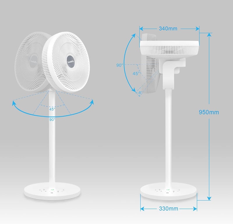 LeaderPro 2 az 1-ben DC Motor Álló Ventilátor - Rendkívül Halk 12.8 dB, 3D Oszcilláció, Távirányítóval, Energiatakarékos Turbó Légkeringető