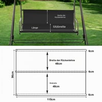 Daelesr navlaka za vrtnu ljuljačku, vodootporna zamjenska navlaka za jastuk za terasu i balkon, 115x48x48 cm, crna 2