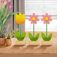 Húsvéti fa dekoráció filc tulipánokkal - 3 db-os kerti asztaldísz szett 2