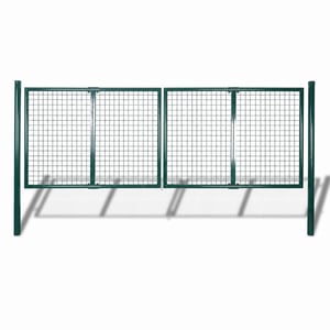 Oceľová záhradná brána vidaXL, zelená, 300x125 cm – bez zámku, kľučky a skrutiek, stav ako nová (stav: pozri 2. obrázok)