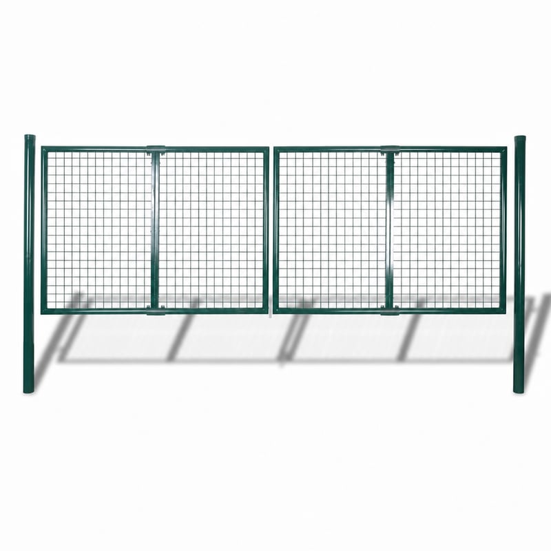 vidaXL Čelična vrtna vrata zelena 300x125 cm - Bez brave, kvake i vijaka, stanje kao novo (stanje: vidi 2. sliku)