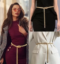 AABDTYYD Női Fém Deréklánc - Arany Vintage Övlánc Állítható Csattal, Elegáns Ruha Öv és Testlánc Divatos Kiegészítő 3