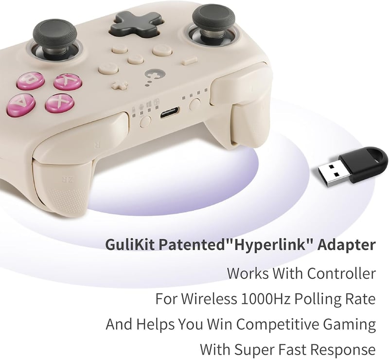 GuliKit KK3 Pro Vezeték Nélküli Kontroller Switch OLED-hez, PC-hez - Hall Joystick, 1000Hz Válaszidő, Mágneses Vibráció, Hyperlink Adapter, 