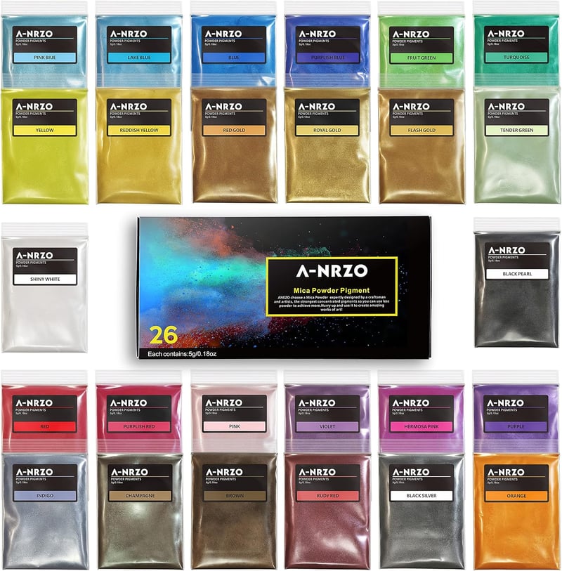 ANRZO Epoxy Gyanta Színező Mica Por Pigment - Gyertyakészítéshez, Ajakfényhez, Fürdőbombához, Slime Készítéshez - Vörös Színben