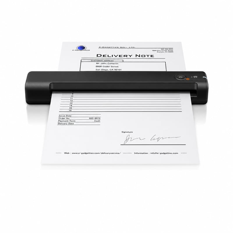 Scanner portabil de documente A4 Epson WorkForce ES-50, negru — defect — defect, pentru piese: scanare cu dungi (stare: vezi imaginea 2)