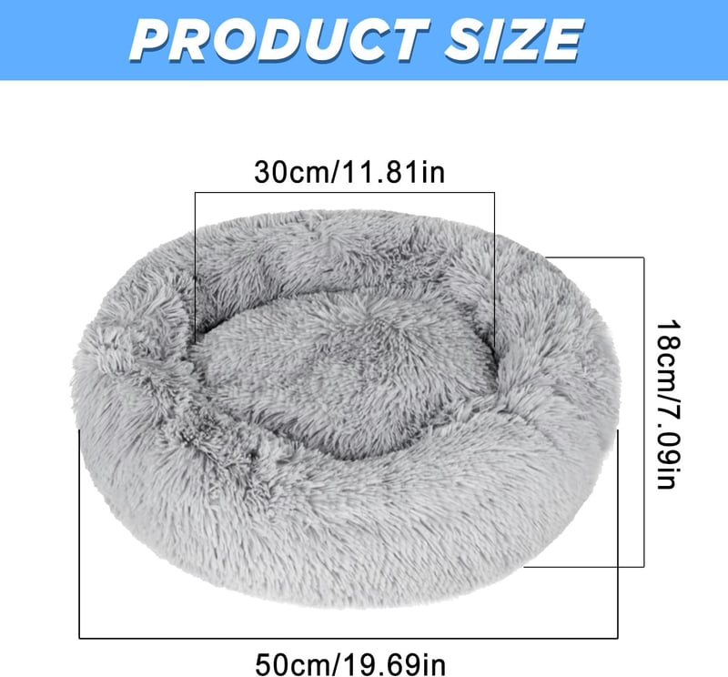 Dafencar 50 cm kerek kutyaágy macskavánkos ortopédikus mosható plüss