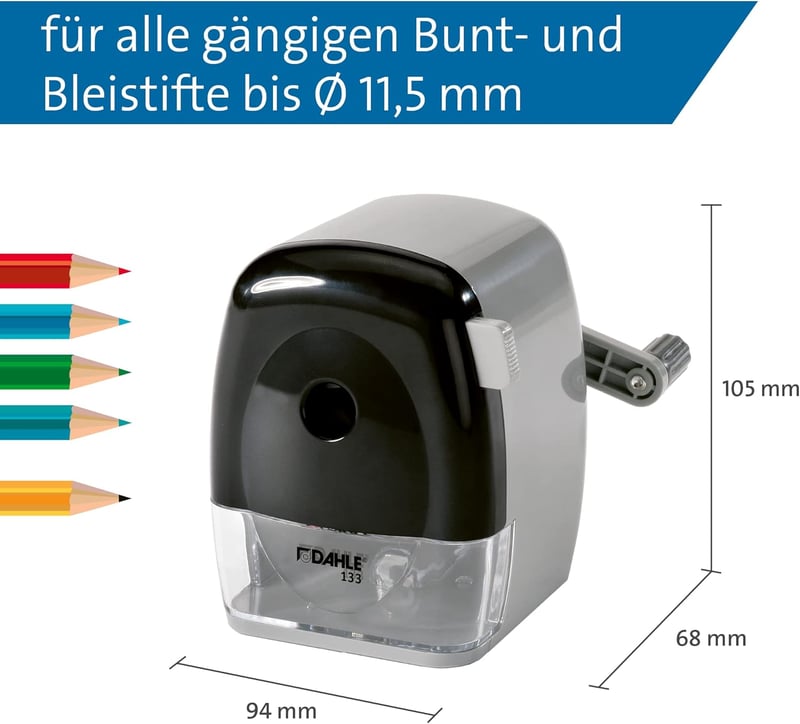 Dahle 133 Ceruzahegyező 11,5 mm átmérőjű ceruzákhoz - grey/black, Single