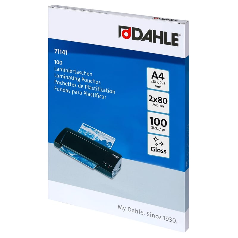 Dahle Lamináló Fólia A4, 160 Mikron (2x80) - 100 db, Fényes, Fontos Dokumentumok és Fotók Védelmére, 216x303 mm