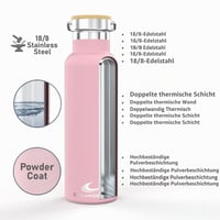 Nerezová termoska Daikoku 750 ml – studené nápoje 24 hodín, teplé nápoje 12 hodín – bez BPA, dvojstenná, odolná proti vytečeniu – ružová 3