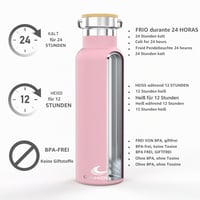 Nerezová termoska Daikoku 750 ml – studené nápoje 24 hodín, teplé nápoje 12 hodín – bez BPA, dvojstenná, odolná proti vytečeniu – ružová 2